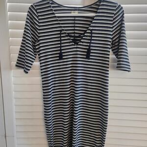 Hollister Striped Casual V-Neck Dress